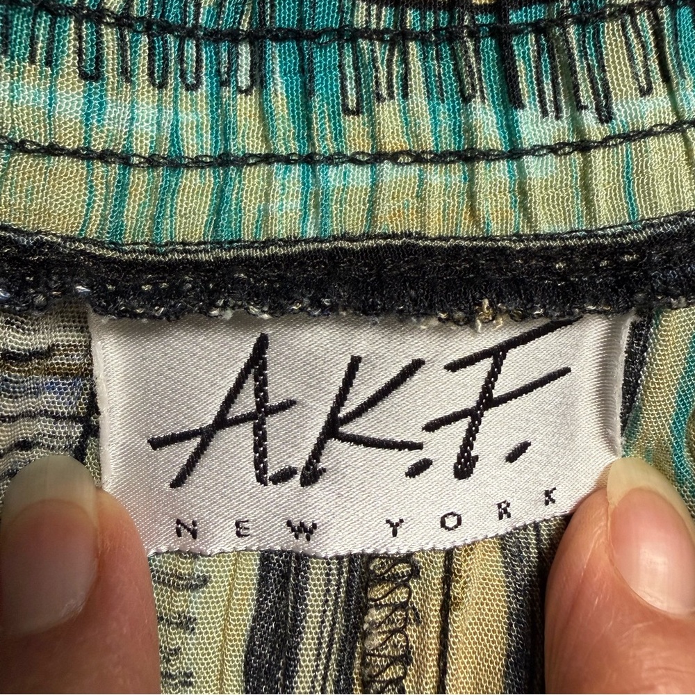 Vintage 90s AKF New York Rayon Wide Leg Palazzo Pants PM Boho Resort - Picture 7 of 15